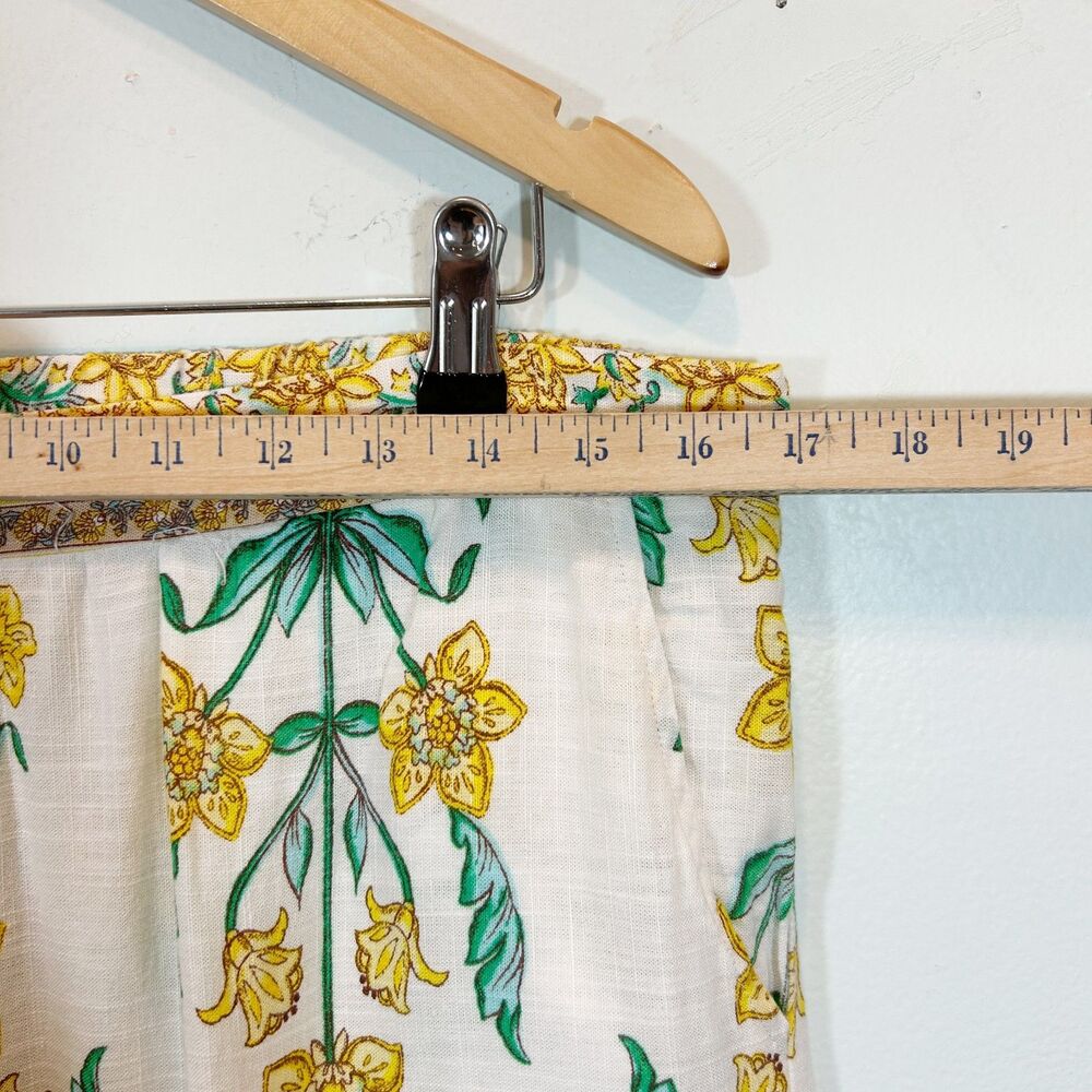 DRAPER JAMES RSVP Linen Blend White Yellow Floral Pants Size L Casual Vacation - Picture 9 of 12